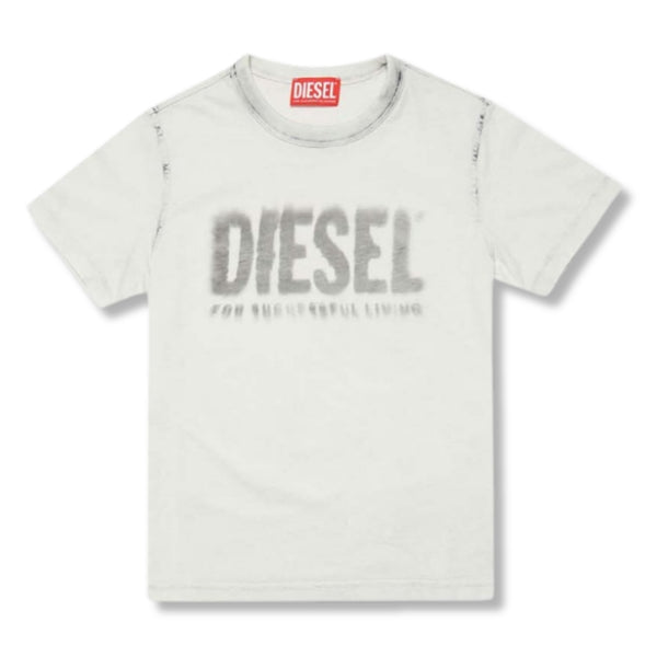 Gray cotton T-shirt with faded effect logo