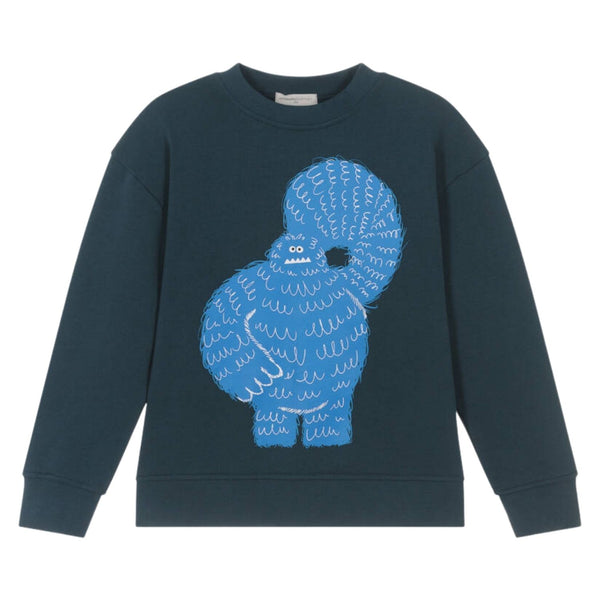 Boys Navy Blue Yeti-Print Sweatshirt