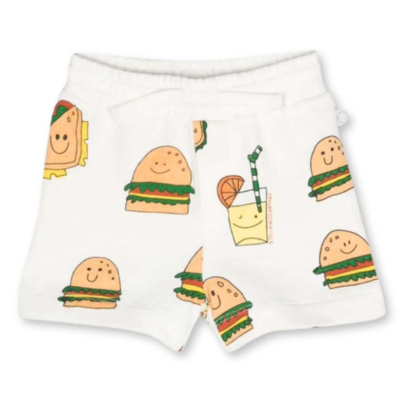 Baby Unisex White Burger-Print Shorts