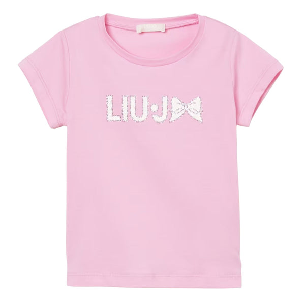 Girls Pink Rhinestones-Logo T-Shirt