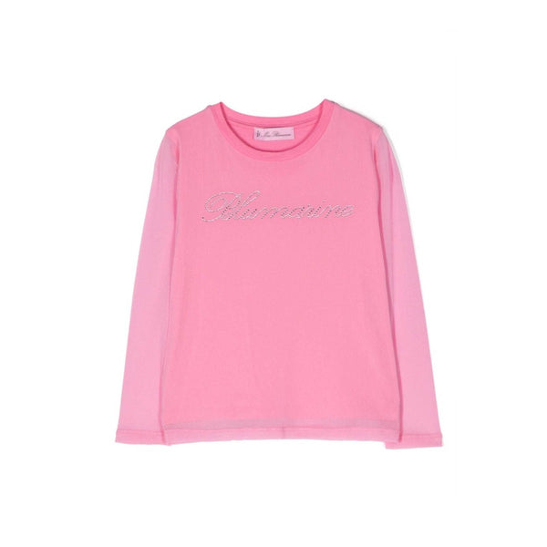 Girls Pink Crystal-Embellished Logo T-Shirt