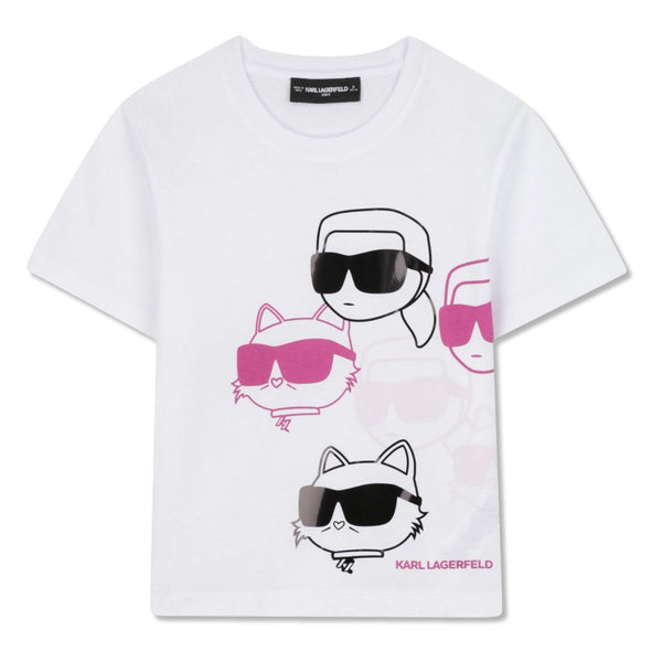 Girls White Graphic-Print T-Shirts