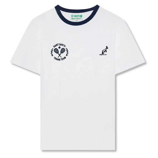 Boys White Tennis Team Print T-Shirt