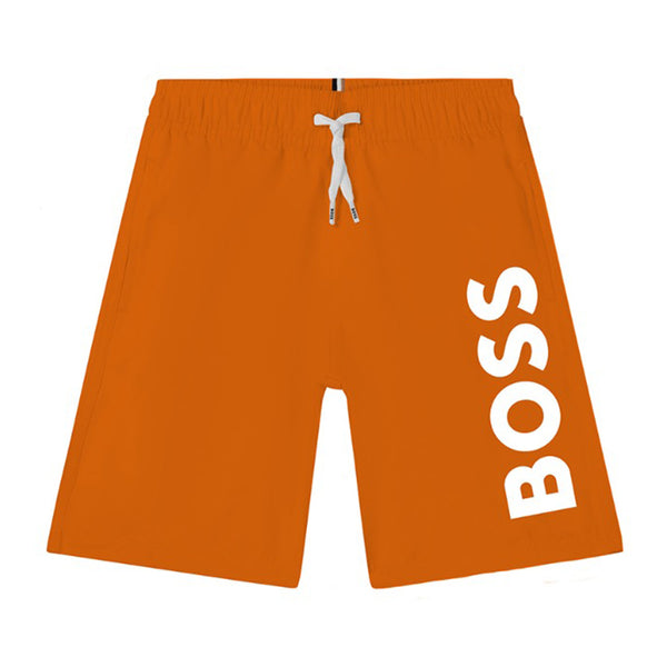 Boys Orange Logo Swim Shorts