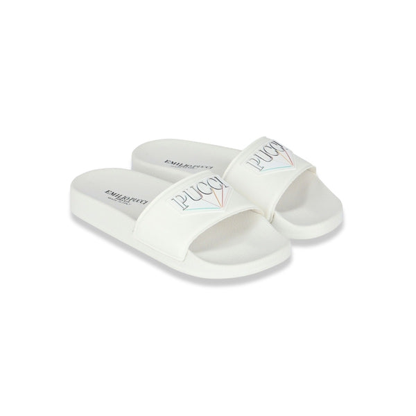 Girls White Logo Slippers