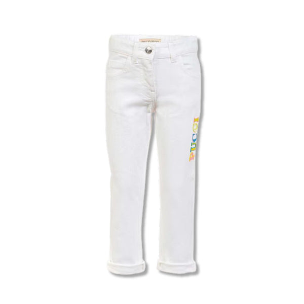 Girls Multi Color Logo Denim