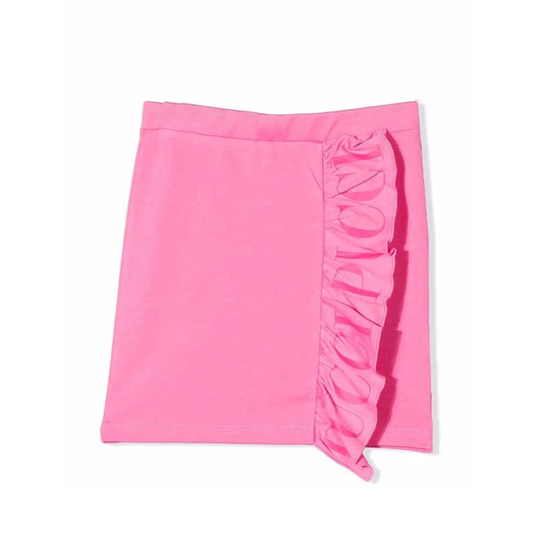 Pink Skirt with Logo Printed Side Frills