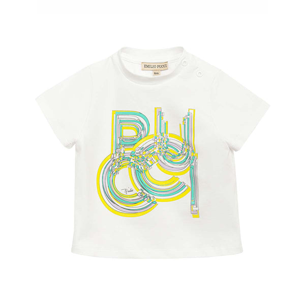 Colorful Logo Print White T-Shirt