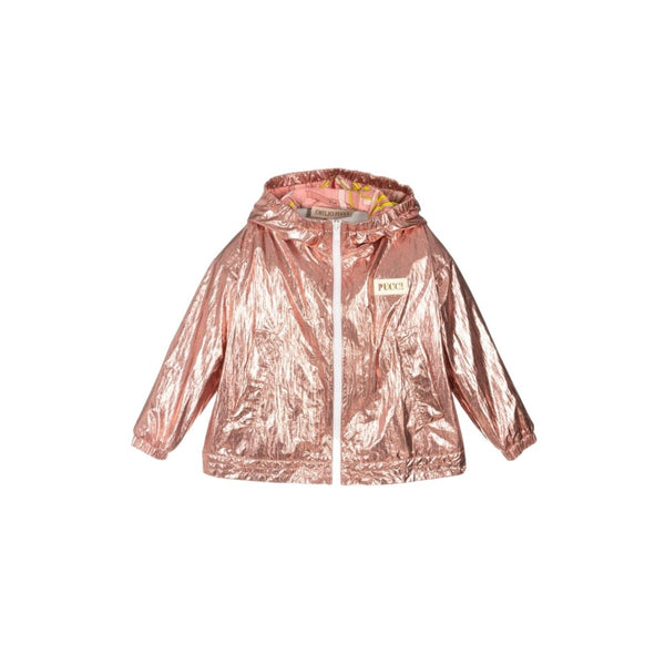 Girls Pink Foil Zip-Up Jacket