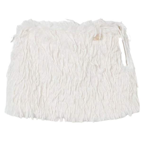 Girls Ivory Logo-Patch Fur Skirts