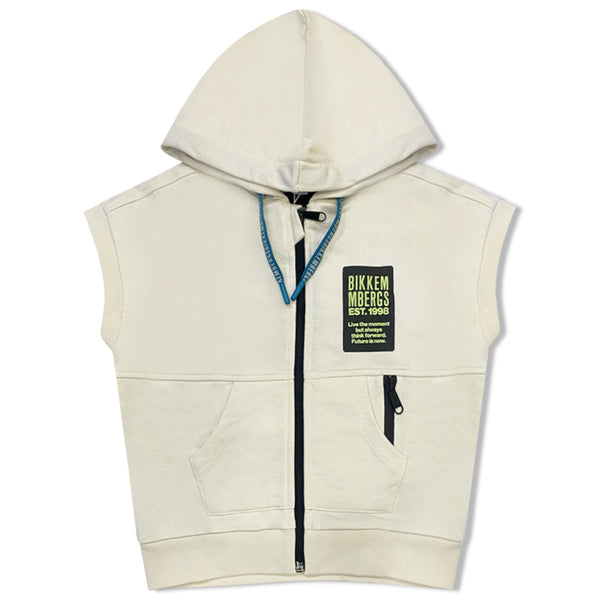 Boys Ivory Sleeveless Zip-Up Hoodies