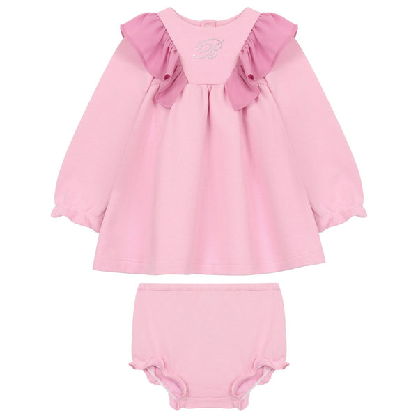 Baby Girls Pink Logo-Print Dress Set