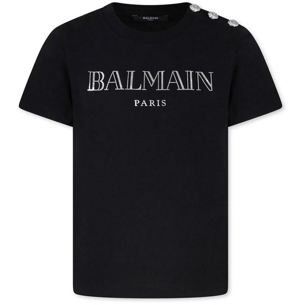 Unisex Black Balmain Paris Cotton T-Shirt