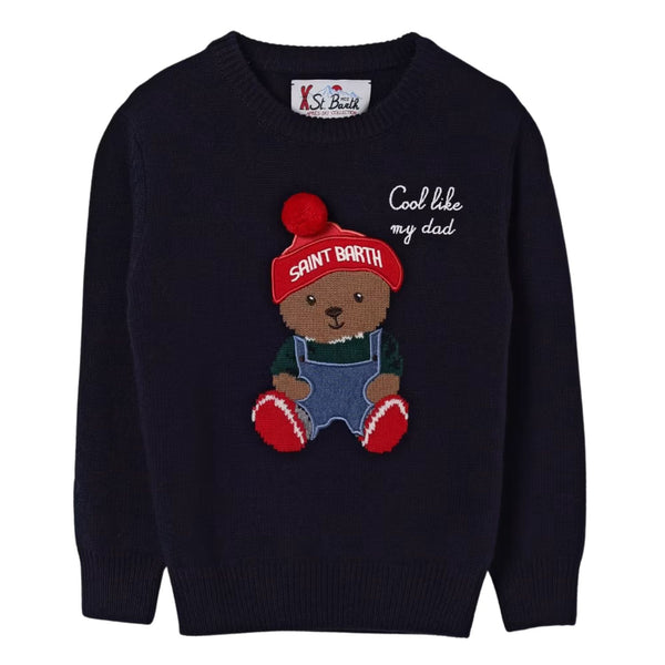 Boys Blue Knitted Logo-Print Sweatshirts