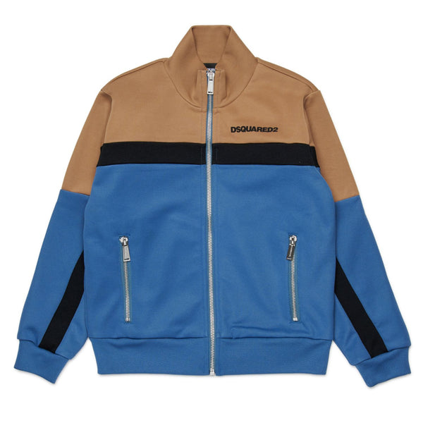 Unisex Blue Zip-up Logo-Print Sweatshirt