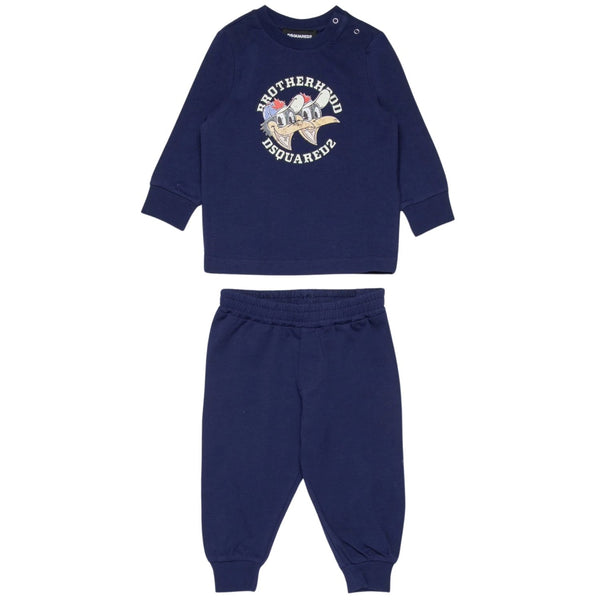 Baby Unisex Navy Blue Logo-Print Tracksuit