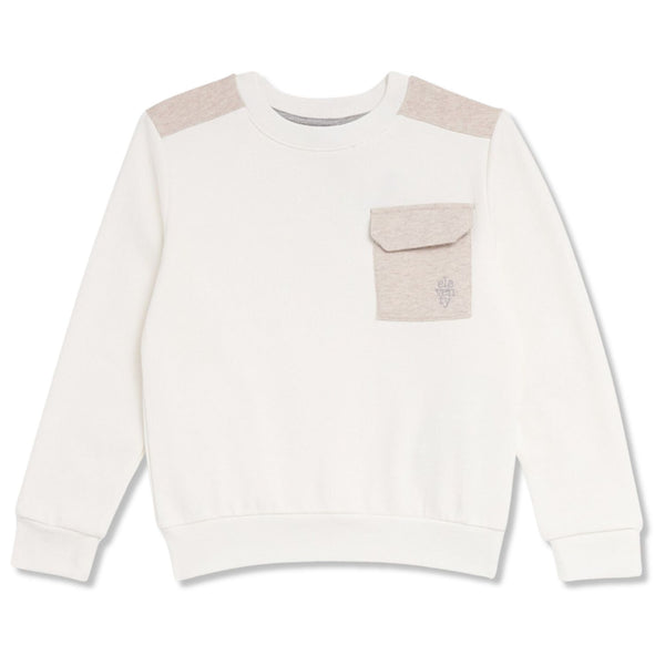 Boys Cream Pocket Panelled Sweatshirt