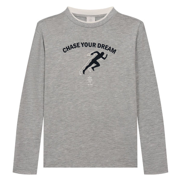 Boys Grey Graphic-Print T-Shirt