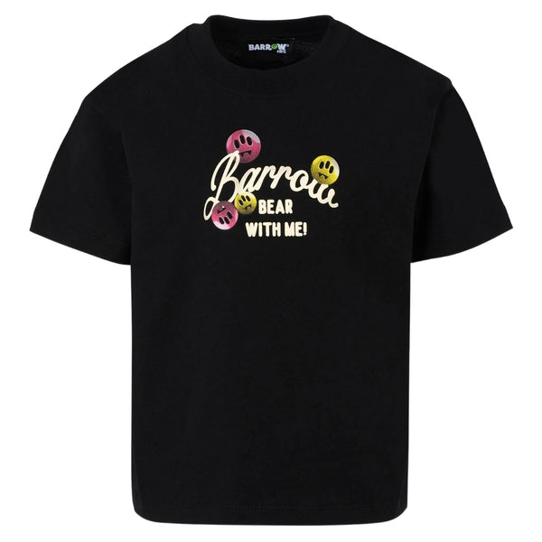 Girls Black Bear-Print T-Shirt