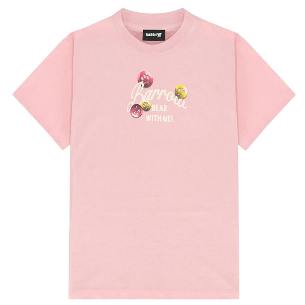 Girls Pink Button-Embellished Teddy-Print T-Shirt
