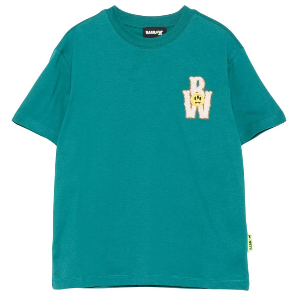 Boys Green Embroidered-Logo T-Shirt