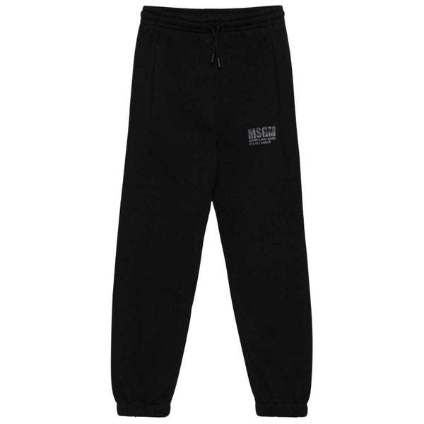 Unisex Black Logo-Print Trousers