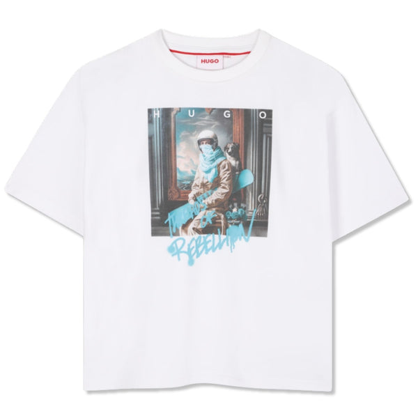 Boys White Graphic-Print T-Shirts