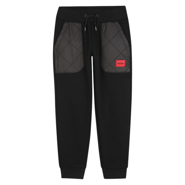 Boys Black Logo-Patch Joggers