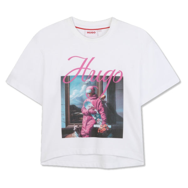 Girls White Logo-Print T-Shirt