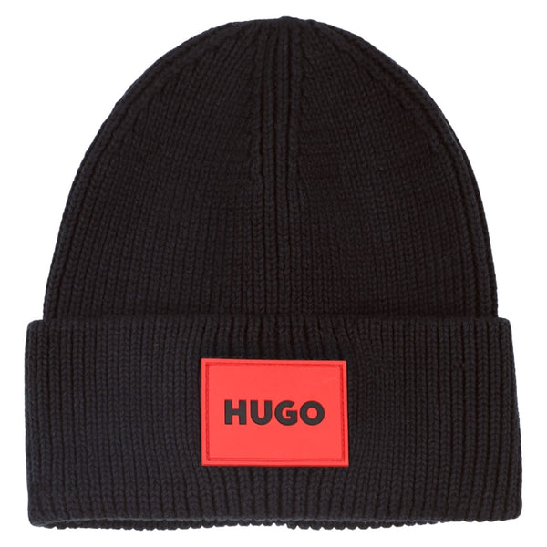 Girls Black Knitted Logo-Print Beanie