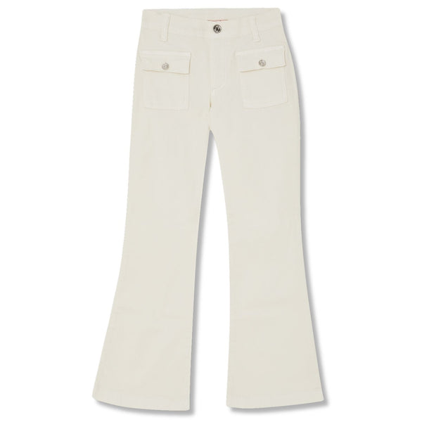 Girls Ivory Flared Pocket-Detailed Jeans