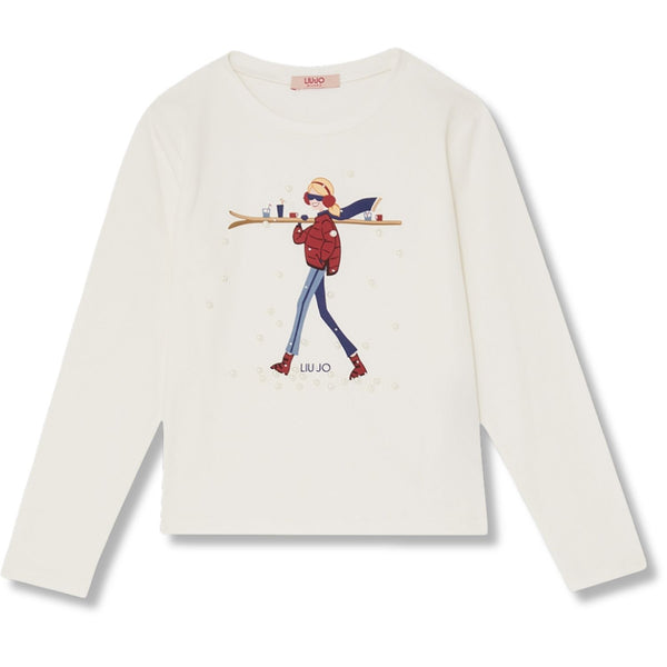 Girls White Graphic-Print T-Shirt