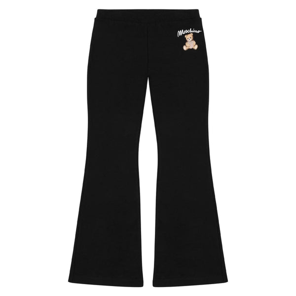 Girls Black Logo-Print Wide Legs Trousers