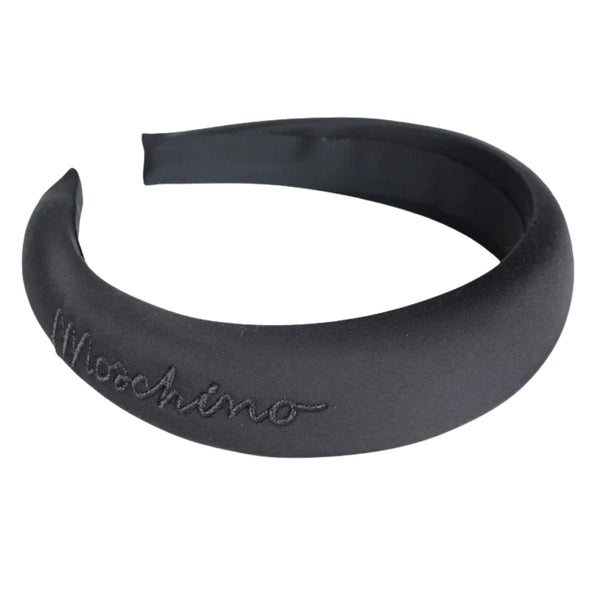 Girls Black Embroidered Logo Headband