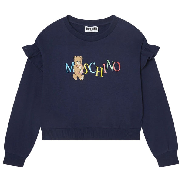 Girls Blue Logo-Print Sweatshirts