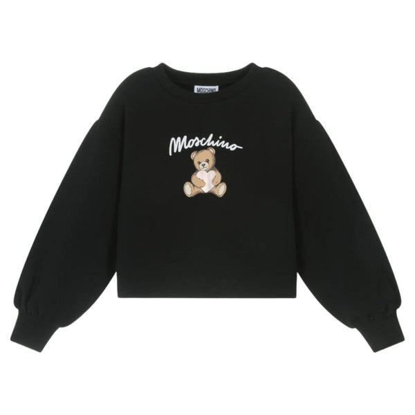 Girls Black Teddy Bear Logo-Print Sweatshirts