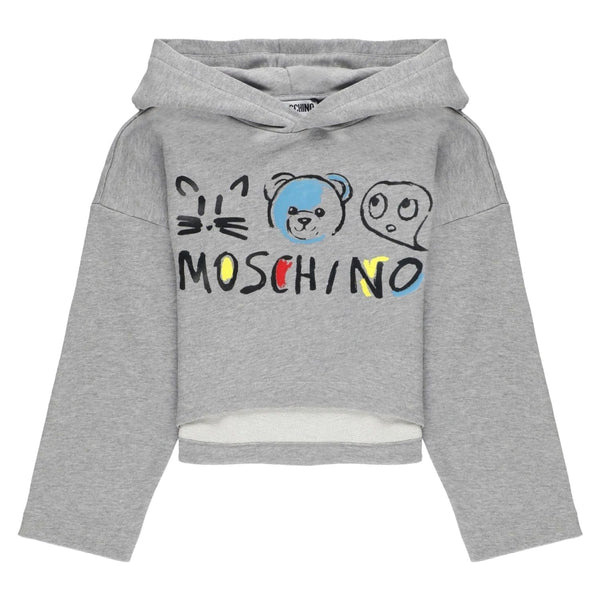 Girls Grey Logo-Print Hoodies