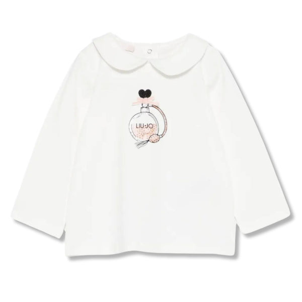 Baby Girls White Perfume-Print T-Shirt