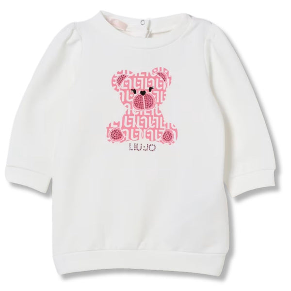 Baby Girls White Bear Logo-Print T-Shirt