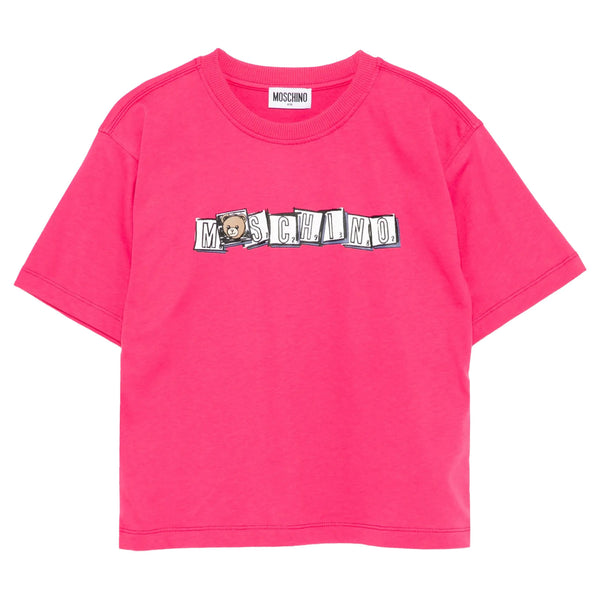Girls Pink Graphic-Print T-Shirts