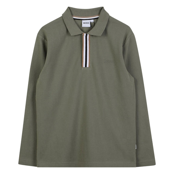 Boys Green Logo-Print Polo T-Shirt
