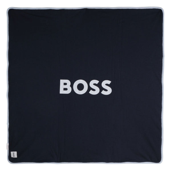 Baby Boys Navy Blue Logo-Patch Blanket