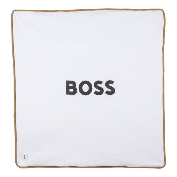 Baby Unisex White & Beige Logo-Print Blanket