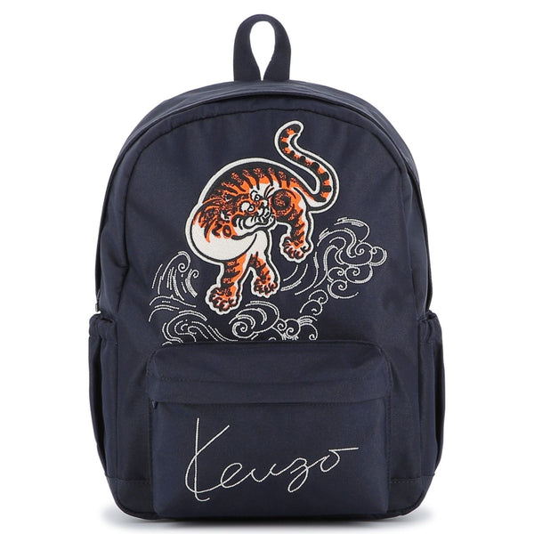 Unisex Navy Blue Tiger Patch Backpack (38cm)