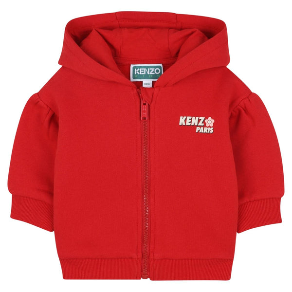 Baby Unisex Red Logo-Print Zip-Up Hoodie