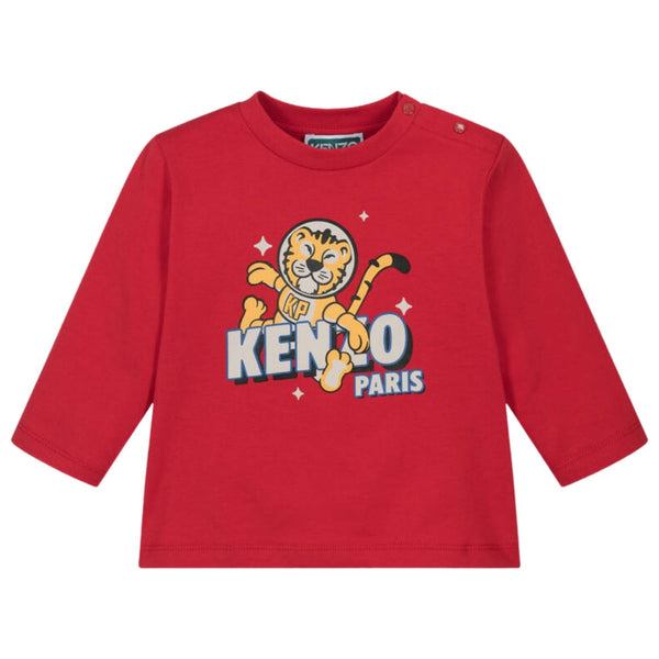 Baby Boys Red Space Tiger-Print T-Shirt