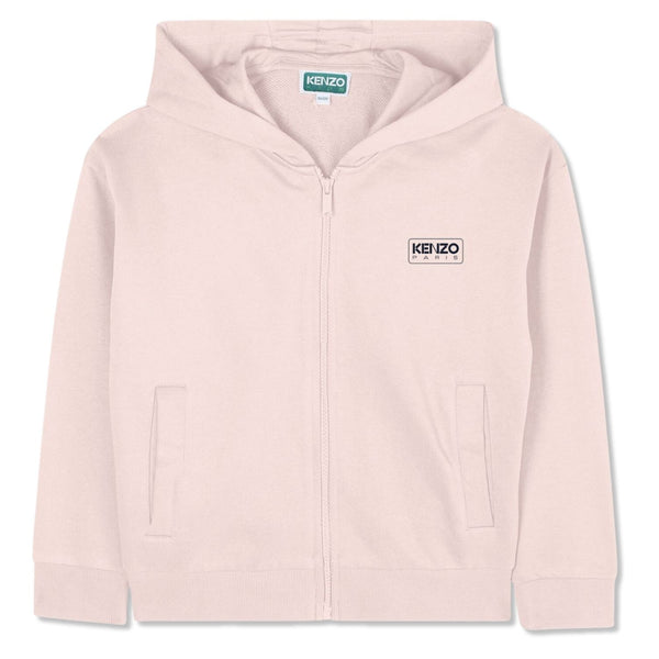 Girls Pink Logo-Print Zip-Up Hoodie