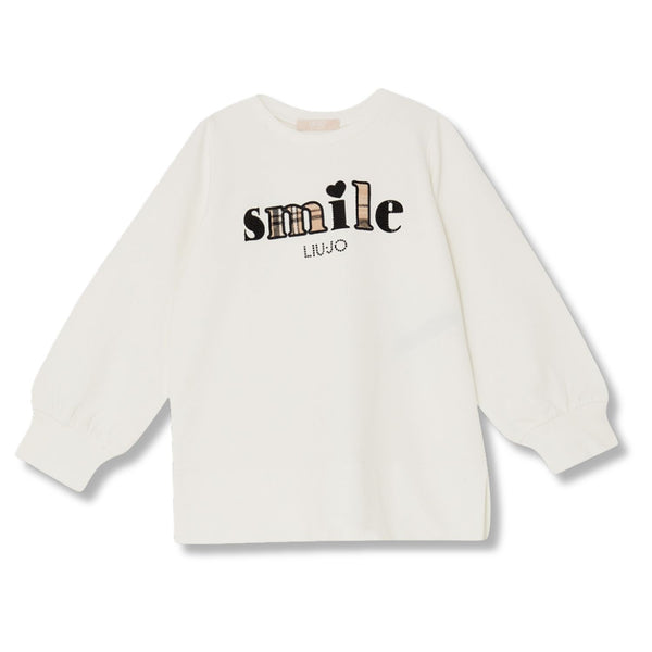 Baby Girls White Smile Logo-Print Sweatshirts