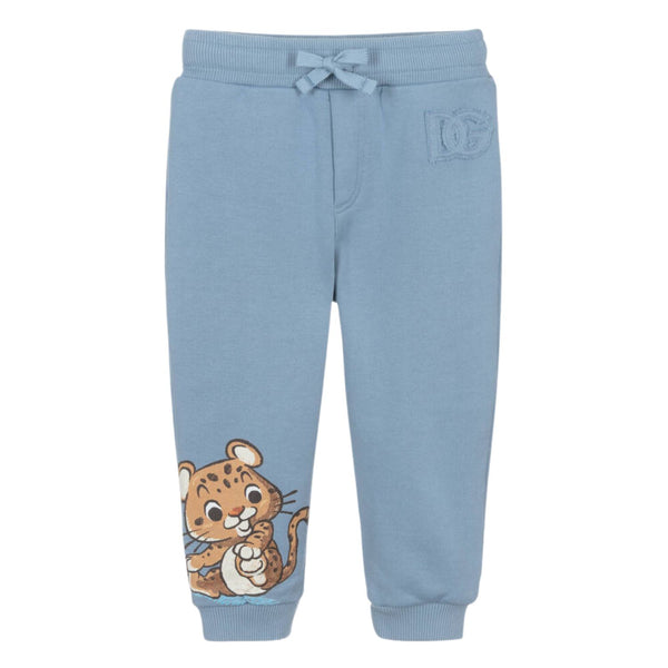 Baby Boys Blue Logo-Print Fleece Trouser