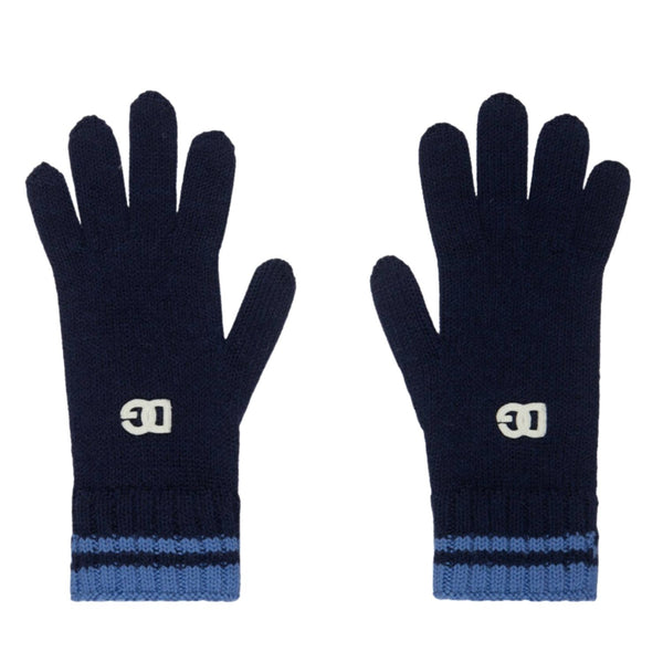 Boys Blue Logo-Patch Knitted Gloves